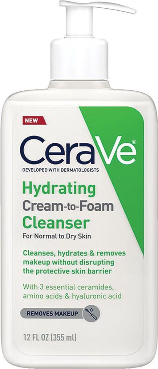 Cerave Hydrating Cream-to-foam Cleanser For Normal To Dry Skin 355 ml