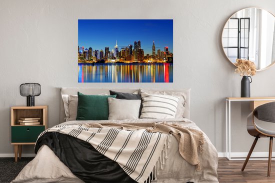 Affiche New York Skyline Night 120x80 cm - Tirage photo sur Poster (décoration murale salon / chambre) / Affiche Villes