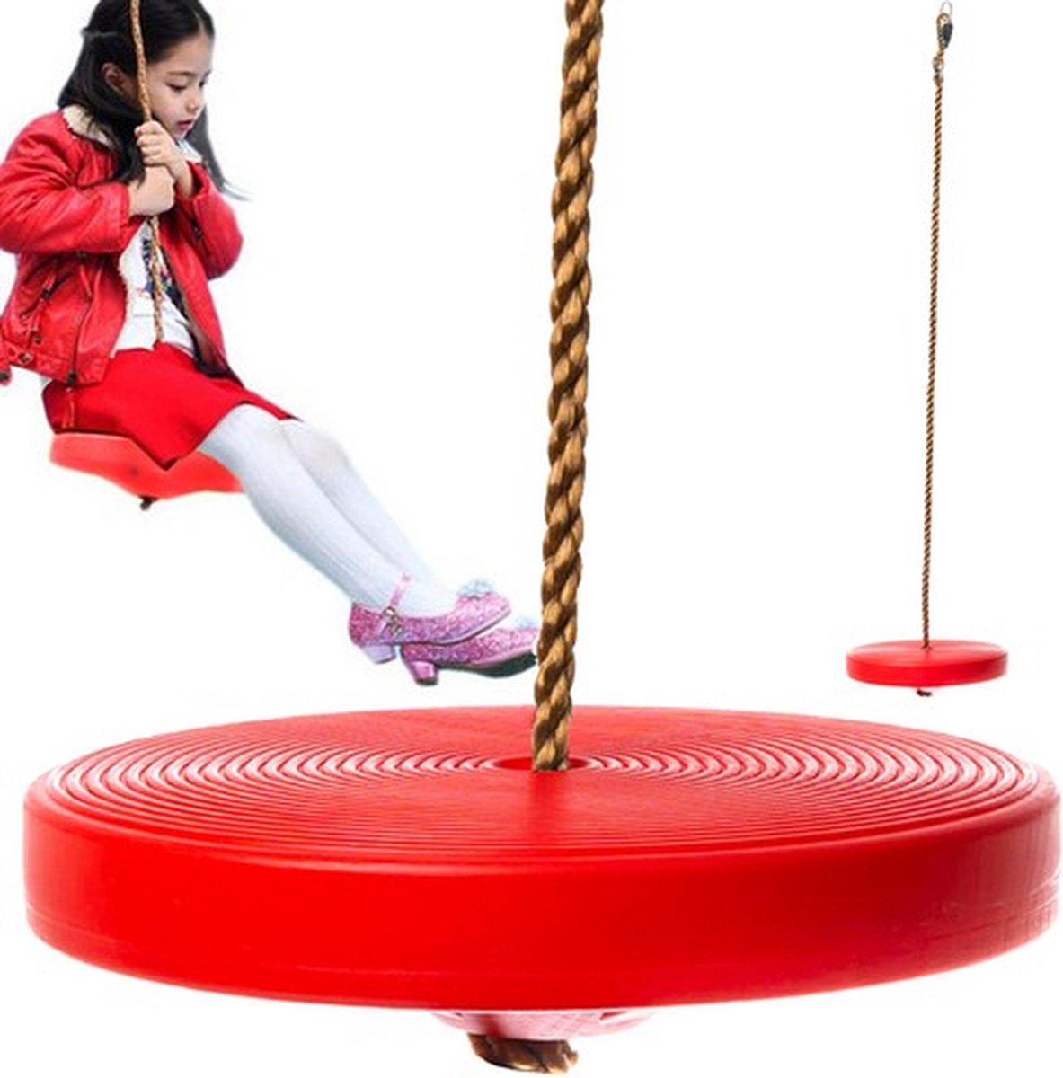Ariko Tuinschommel voor kinderen - Rond - Schotel schommel - Kunststof - Rood