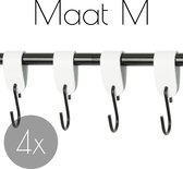 4x Leren S-haak hangers - Handles and more®  | WIT - maat M (Leren S-haken - S haken - handdoekkaakje - kapstokhaak - ophanghaken)