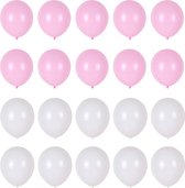 Ballonnen set roze wit 20 stuks - roze witte ballonnenset - geboorte meisje ballon - verjaardag versiering