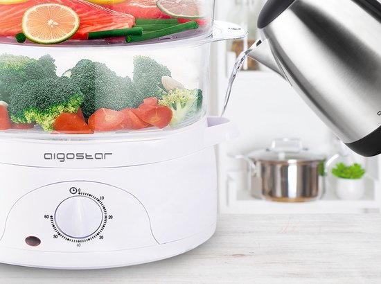 Aigostar Fitfoodie 30CFO - Stoomkoker 9L - met Timer - 800W - 3 Lagen