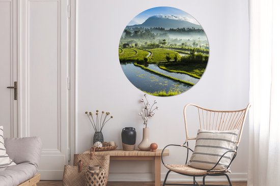 Rizières de Tirtagangga en Indonésie Assiette en plastique cercle mural ⌀ 120 cm - impression photo sur cercle mural / cercle vivant (décoration murale)