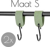 2x Leren S-haak hangers - Handles and more® | SUEDE JADE - maat S (Leren S-haken - S haken - handdoekkaakje - kapstokhaak - ophanghaken)