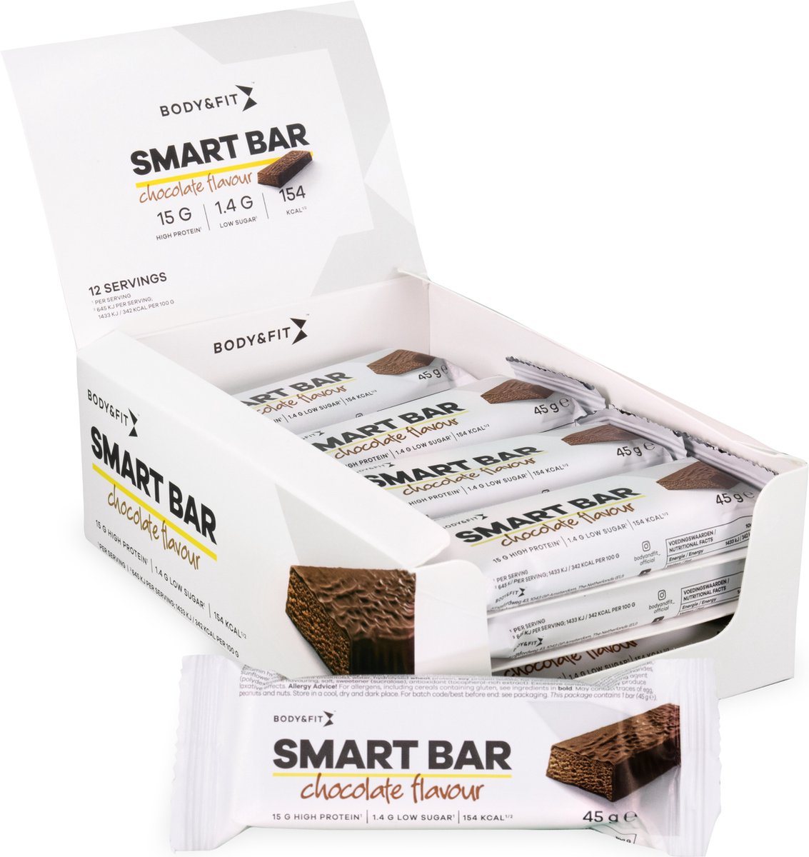 Goedkoopste Body & Fit Smart Bars Proteine Repen - Protein Bar - Eiwitreep met 15 Gram Eiwit - Mix Box - 540 gram (12 Eiwitrepen