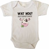 Witte romper met "Wat nou? Koetsiekoetsiekoe" - maat 80 - babyshower, zwanger, cadeautje, kraamcadeau, grappig, geschenk, baby, tekst, bodieke