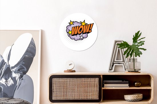Cercle mural - Cercle mural à l'intérieur - Bulle de dialogue violette ''wow!'' sur fond blanc - ⌀ 30 cm - Décoration murale - Peintures Ronds