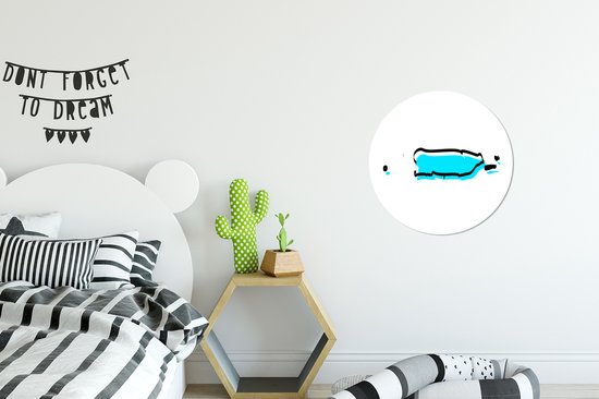 Une illustration de la carte de Porto Rico marquée en bleu Assiette en plastique cercle mural ⌀ 30 cm - impression photo sur cercle mural / cercle vivant (décoration murale)