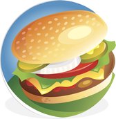 WallCircle - Wandcirkel ⌀ 60 - Een illustratie van een volledige hamburger - Ronde schilderijen woonkamer - Wandbord rond - Muurdecoratie cirkel - Kamer decoratie binnen - Wanddecoratie muurcirkel - Woonaccessoires
