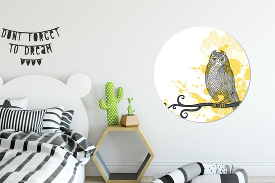 Illustration de l'assiette en plastique hibou Wall Circle ⌀ 90 cm - impression photo sur cercle mural / cercle vivant (décoration murale)