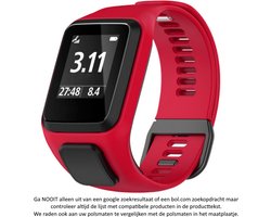 Rood bandje geschikt voor Tomtom Adventurer, Tomtom Spark, Tomtom Spark 3, Tomtom Runner 2, Runner 3 - Golfer 2 - horlogeband - polsband - strap - horlogebandje – Maat: zie maatfoto