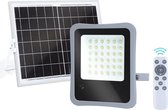 LED Floodlight op Zonne-energie - LED Schijnwerper - Aigi Florida - LED Solar Tuinverlichting Wandlamp - Afstandsbediening - Waterdicht IP65 - 100W - Helder/Koud Wit 6500K