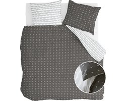 Walra Dekbedovertrek More Dashes - 200x220 - 100% Katoen - Off Black / Grijs