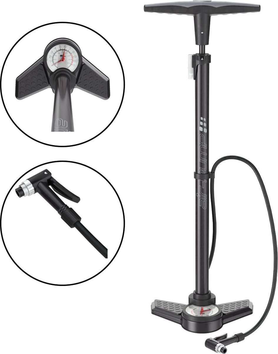CRIVIT staande fietspomp met drukmeter - fietspompen - 11 bar - manometer