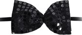 vlinderstrik Glitter 12 cm polyester zwart