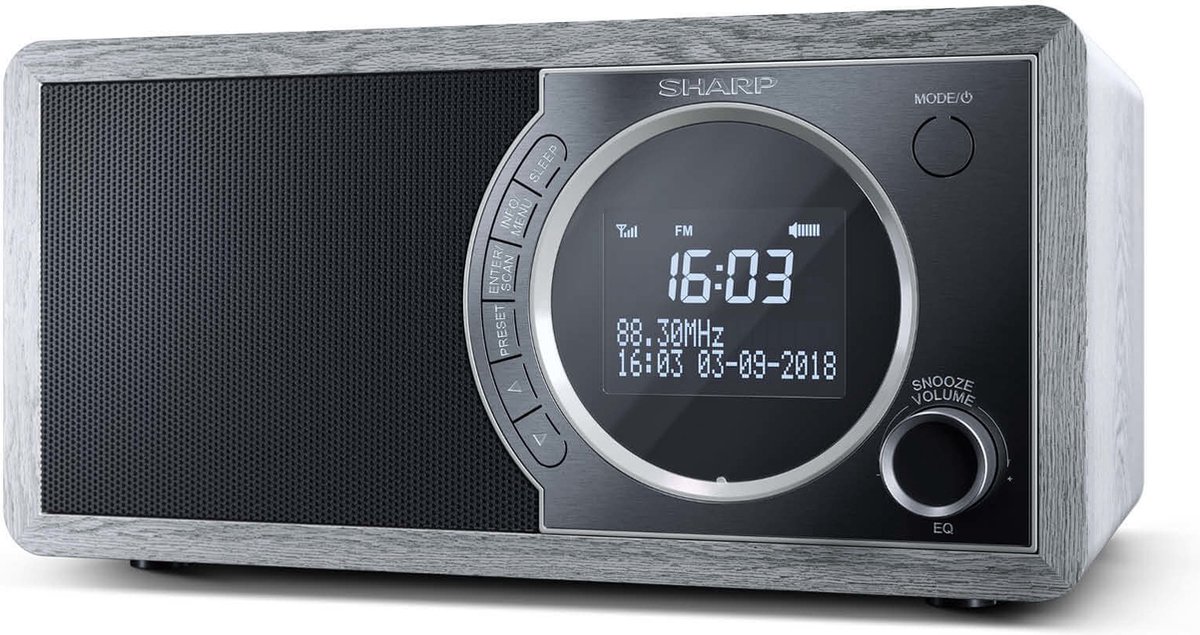 Sharp DR-450(GR) DAB+ - FM radio - Bluetooth - grijs