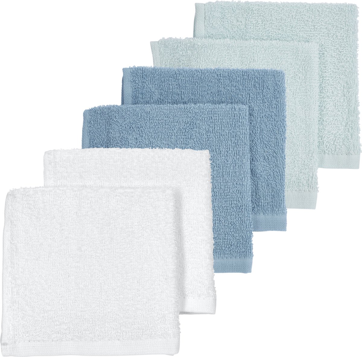 Meyco basic badstof spuugdoekjes 6-pack - Wit/Lichtblauw/Denim - 30x30cm Meyco basic badstof spuugdoekjes 6-pack - Wit/Lichtblauw/Denim - 30x30cm