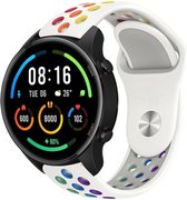 Strap-it Siliconen sport bandje - geschikt voor Xiaomi Watch S1 (Active/Pro) / Watch 2 Pro / Watch S3 / Mi Watch / Amazfit GTR 47mm / GTR 2-3-4 / Bip 5 / Balance - wit/kleurrijk