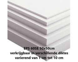 isolatiemateriaal - EPS isolatieplaten EPS60SE Piepschuim Tempex  50x50x8 cm 3 platen per pak - isolatie materiaal - energiekosten besparen
