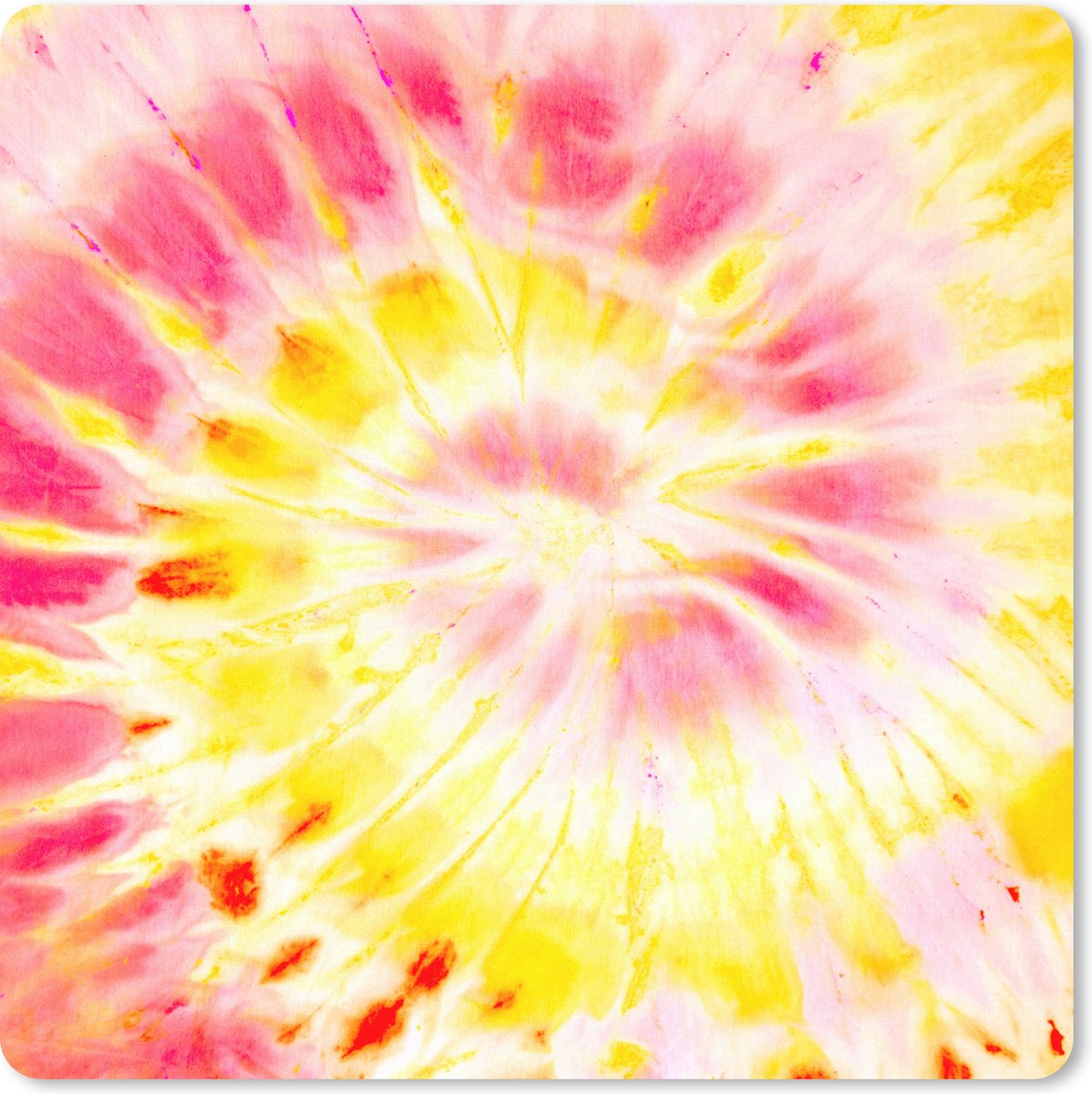 Muismat XXL 50x50 cm - Bureau onderlegger - Bureau mat Tie dye - Geel - Roze - Bureaumat - Gaming mousepad xl - Bureaulegger groot - Computer deskmat
