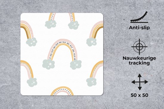 Tapis de souris XXL - Sous-main - Tapis de bureau - Filles - Motifs - Arc-en-ciel - 50x50 cm - Tapis de souris XXL