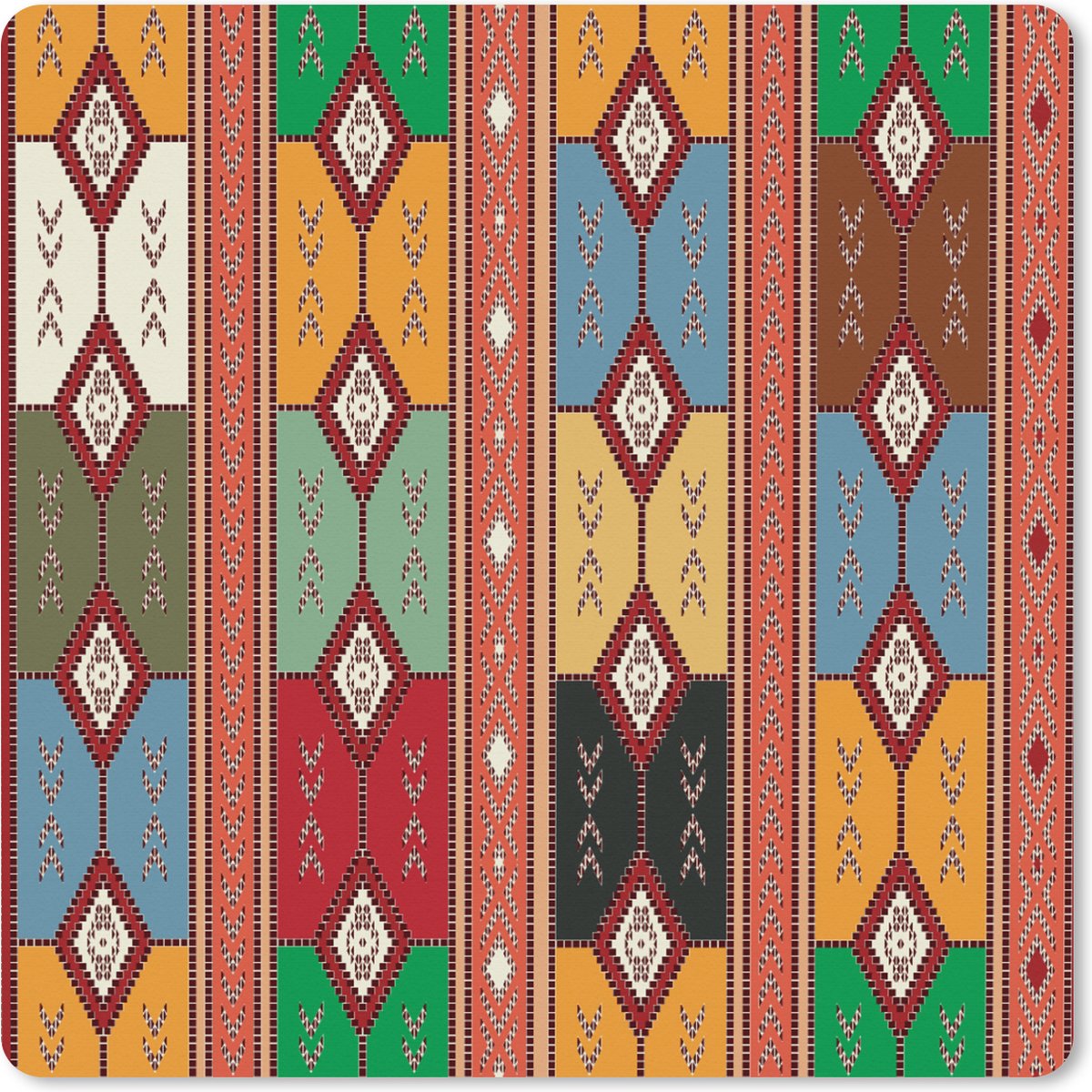 Muismat XXL 60x60 cm - Bureau onderlegger - Bureau mat Geometrie- Patronen - Zuid-Amerika - Bureaumat - Gaming mousepad xl - Bureaulegger groot - Computer deskmat