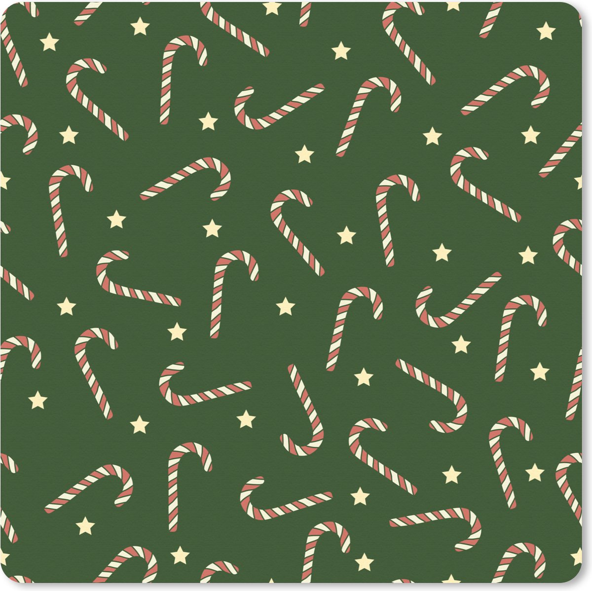 Muismat XXL 80x80 cm - Bureau onderlegger - Bureau mat Kerstmis - Patronen - Zuurstok - Sterren - Bureaumat - Gaming mousepad xl - Bureaulegger groot - Computer deskmat - Kerst - Cadeau - Kerstcadeau voor mannen en voor vrouwen