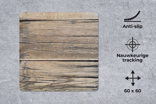 Tapis de souris XXL - Sous-main - Tapis de bureau - Planche - Bois - Tronc d'arbre - Vintage - 60x60 cm - Tapis de souris XXL