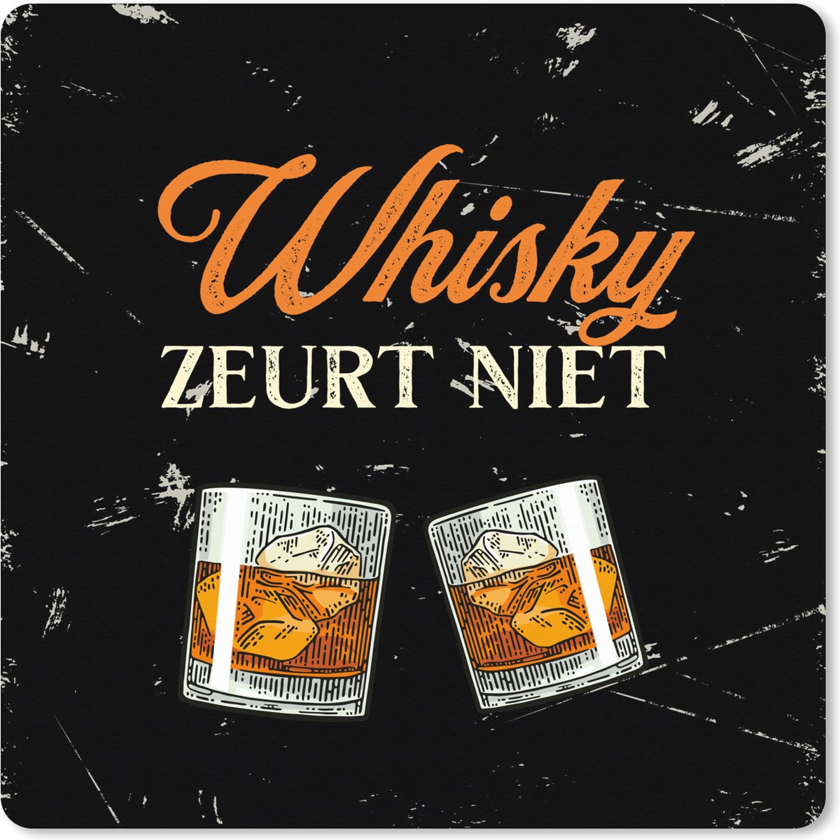 Muismat XXL 50x50 cm - Bureau onderlegger - Bureau mat Whisky - Glazen - Vintage - Bureaumat - Gaming mousepad xl - Bureaulegger groot - Computer deskmat - Cadeau voor man