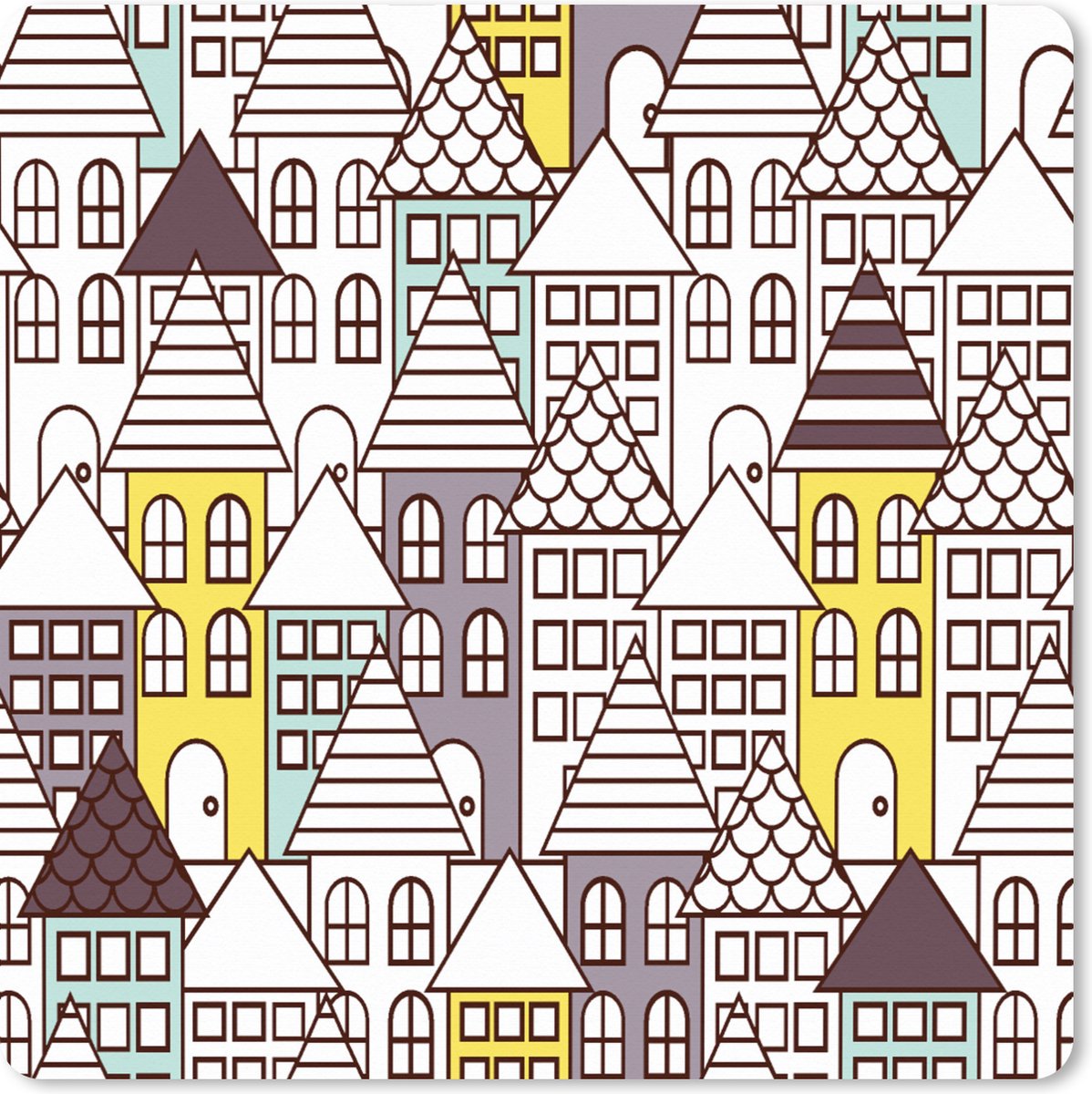 Muismat XXL 80x80 cm - Bureau onderlegger - Bureau mat Patronen - Huis - Skyline - Bureaumat - Gaming mousepad xl - Bureaulegger groot - Computer deskmat