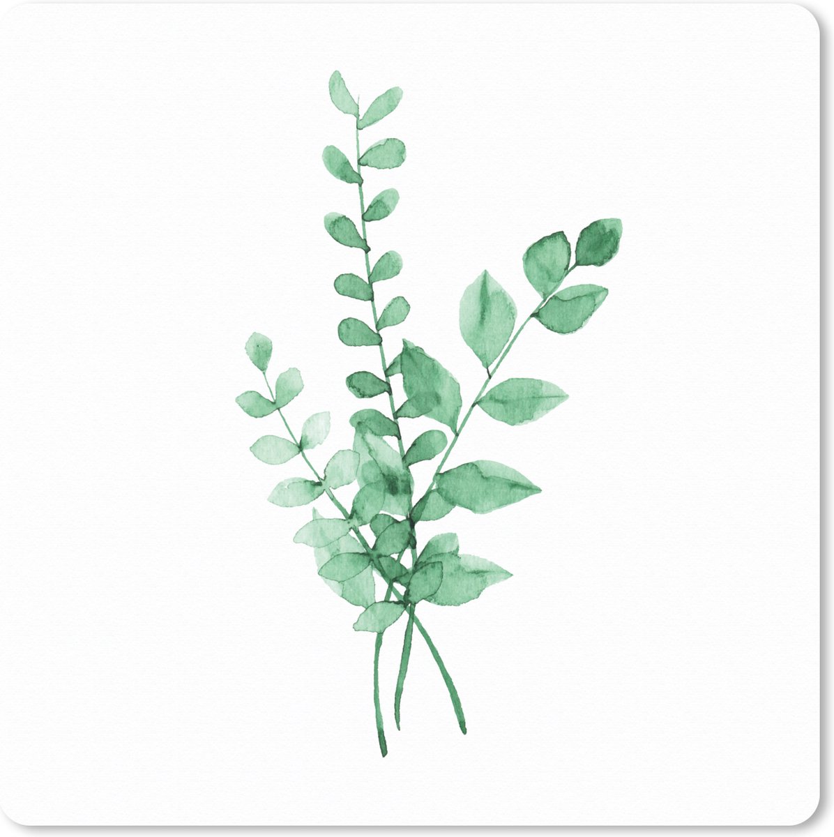Muismat XXL 60x60 cm - Bureau onderlegger - Bureau mat Waterverf - Bladeren - Planten - Bureaumat - Gaming mousepad xl - Bureaulegger groot - Computer deskmat
