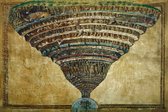 Sandro Botticelli - La carte de l'enfer Dante, la divine comédie, la divine comédie, la carte de l'enfer de Dante Impression sur toile