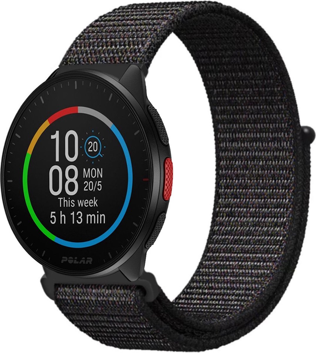 Nylon bandje geschikt voor Polar Ignite / Ignite 2 / Ignite 3 / Unite / Polar Pacer - Zwart