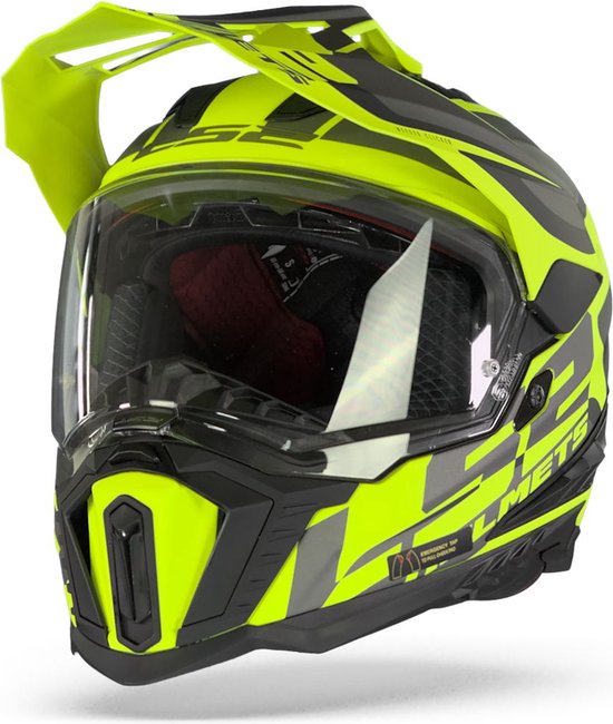 LS2, Casco Moto Cross EXPLORER ALTER Matt Black H-V Yellow, XXL