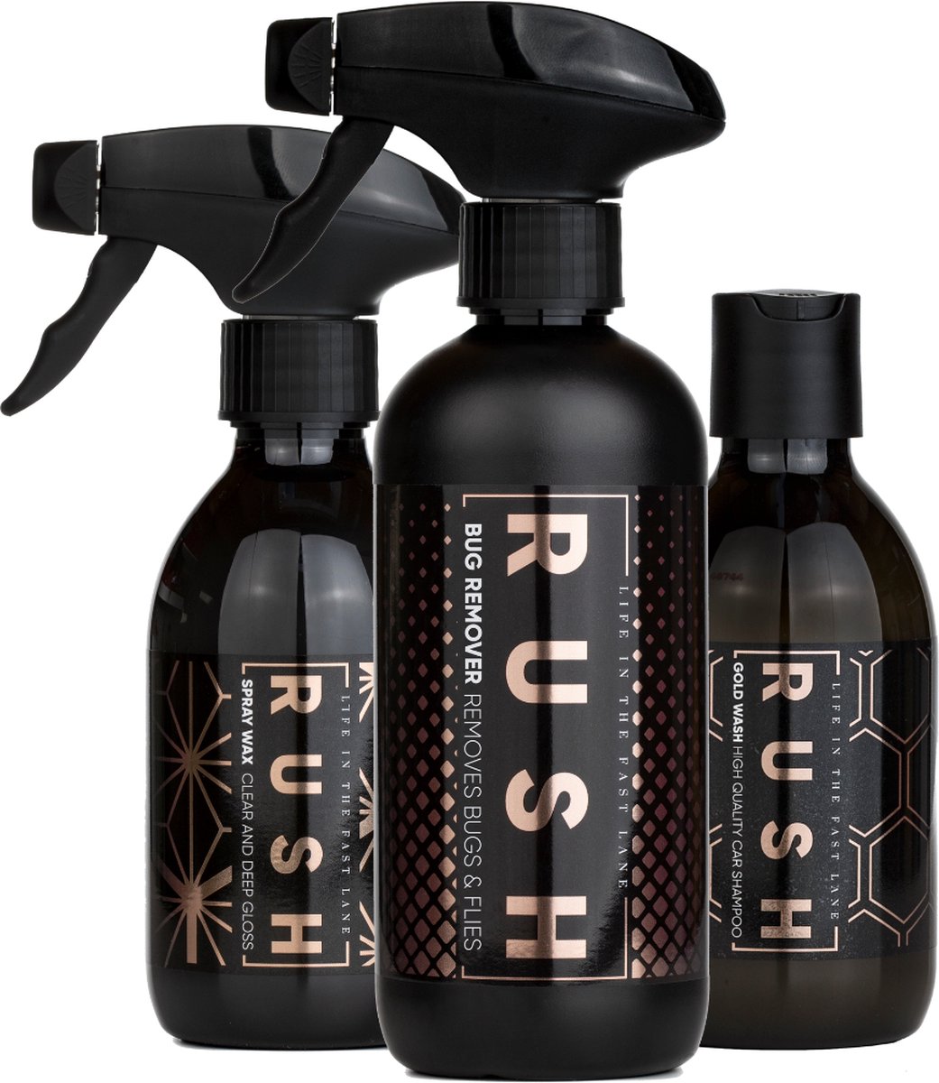 RUSH Happy Car Package - Auto & Motor - Auto wassen - Autoshampoo - Vliegen verwijderaar - Spray Wax - Auto poets producten