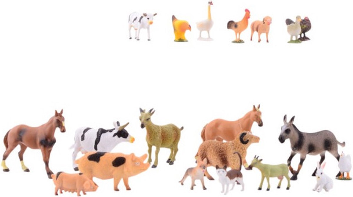 Johntoy Boerderij speelfiguren - 40x stuks - dieren set - kunststof