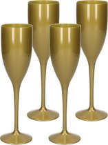 4x verre à champagne/prosecco incassable or plastique 15 cl/150 ml - Verres/flûtes à champagne incassables