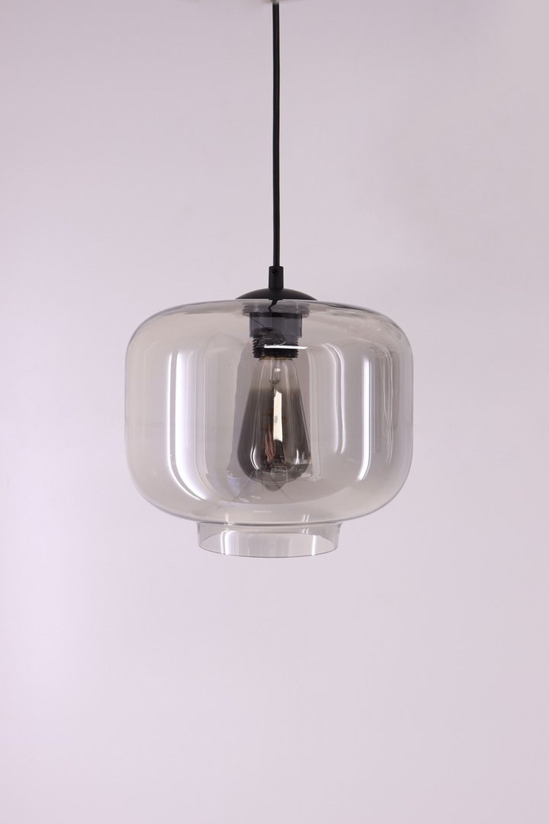 EEF hanglamp Grey - getint grijs glas - 6lichts - 100cm