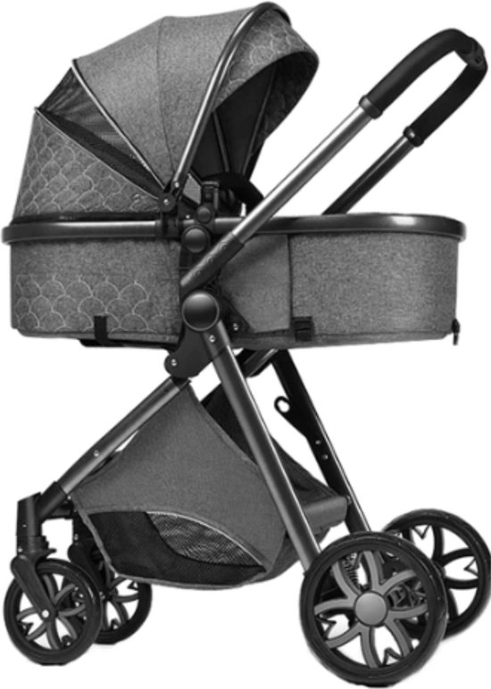 Kinderwagen 3-in-1 – Luxe kinderwagen - Buggy – Wandelwagen - Multifunctioneel – opklapbaar – Incl autostoel – Donkergrijs