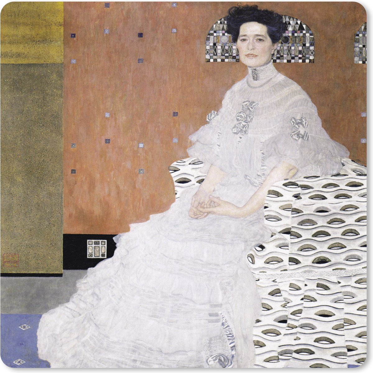 Muismat XXL 60x60 cm - Bureau onderlegger - Bureau mat Fritza Riedler - Gustav Klimt - Bureaumat - Gaming mousepad xl - Bureaulegger groot - Computer deskmat