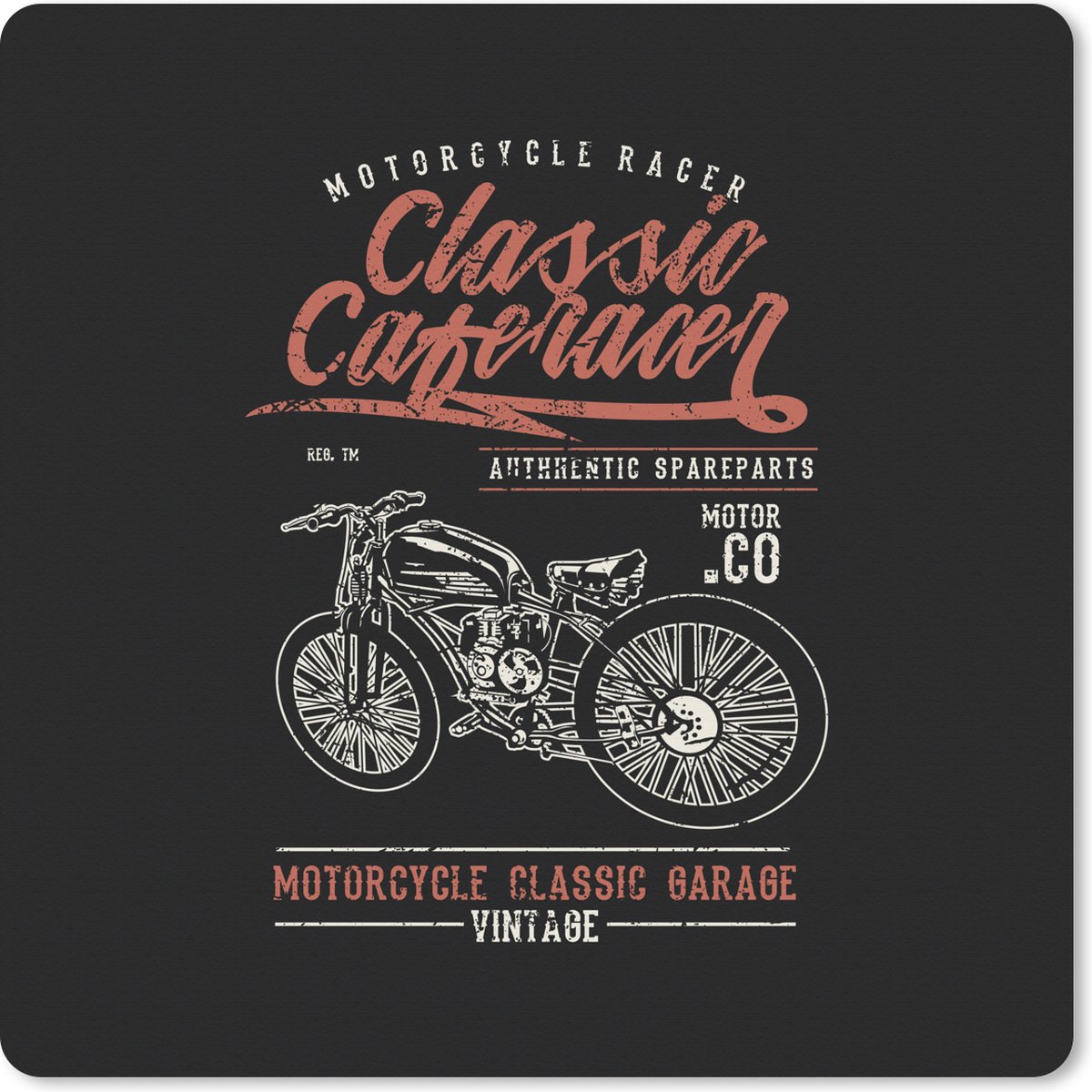 Muismat XXL 60x60 cm - Bureau onderlegger - Bureau mat Mancave - Motor - Retro - Quotes - Bureaumat - Gaming mousepad xl - Bureaulegger groot - Computer deskmat