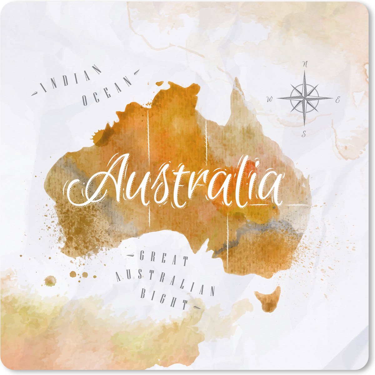 Muismat XXL 60x60 cm - Bureau onderlegger - Bureau mat Wereldkaart - Abstract - Australië - Bureaumat - Gaming mousepad xl - Bureaulegger groot - Computer deskmat