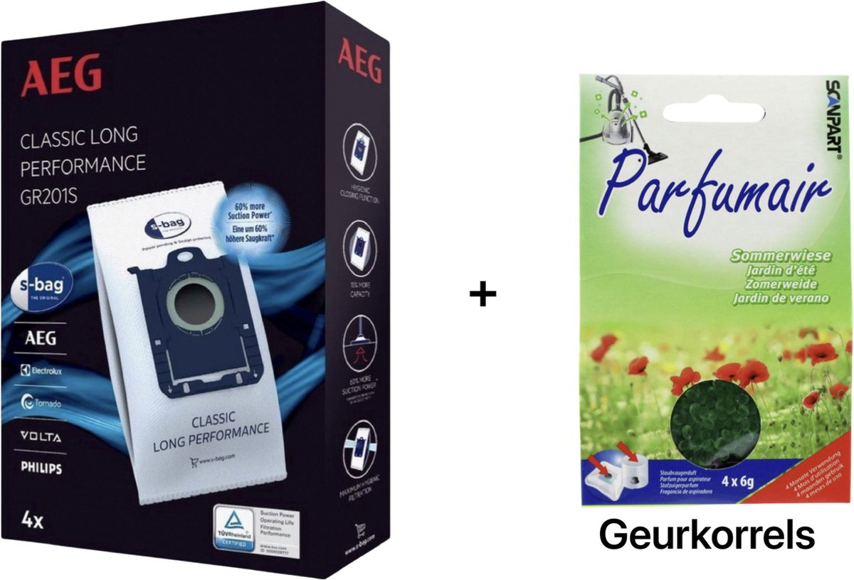AEG - S-BAG + Geurkorrels (zomerweide) - Stofzuigerzakken met geurparels - Voor een frisse geur - COMBIDEAL
