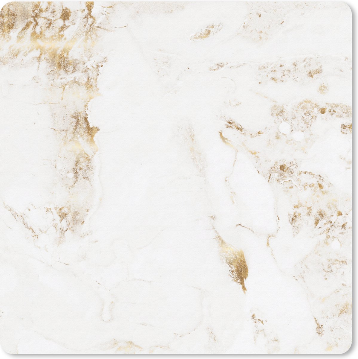 Muismat XXL 60x60 cm - Bureau onderlegger - Bureau mat Marmer - Goud - Wit - Patroon - Bureaumat - Gaming mousepad xl - Bureaulegger groot - Computer deskmat