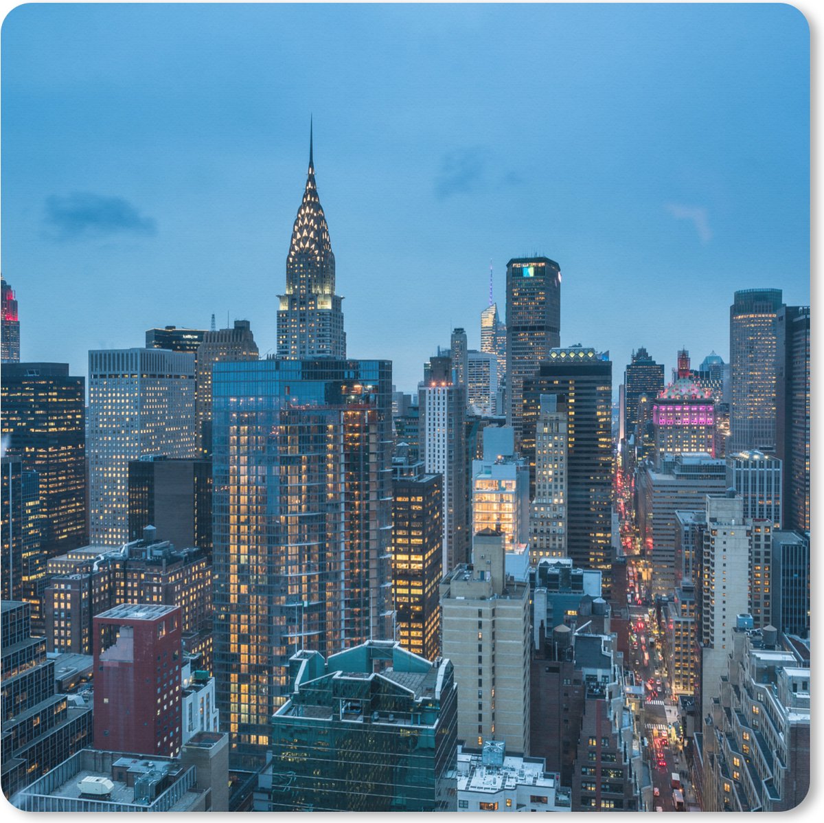 Muismat XXL - Bureau onderlegger - Bureau mat - New York - Skyline - Empire State Building - 80x80 cm - XXL muismat