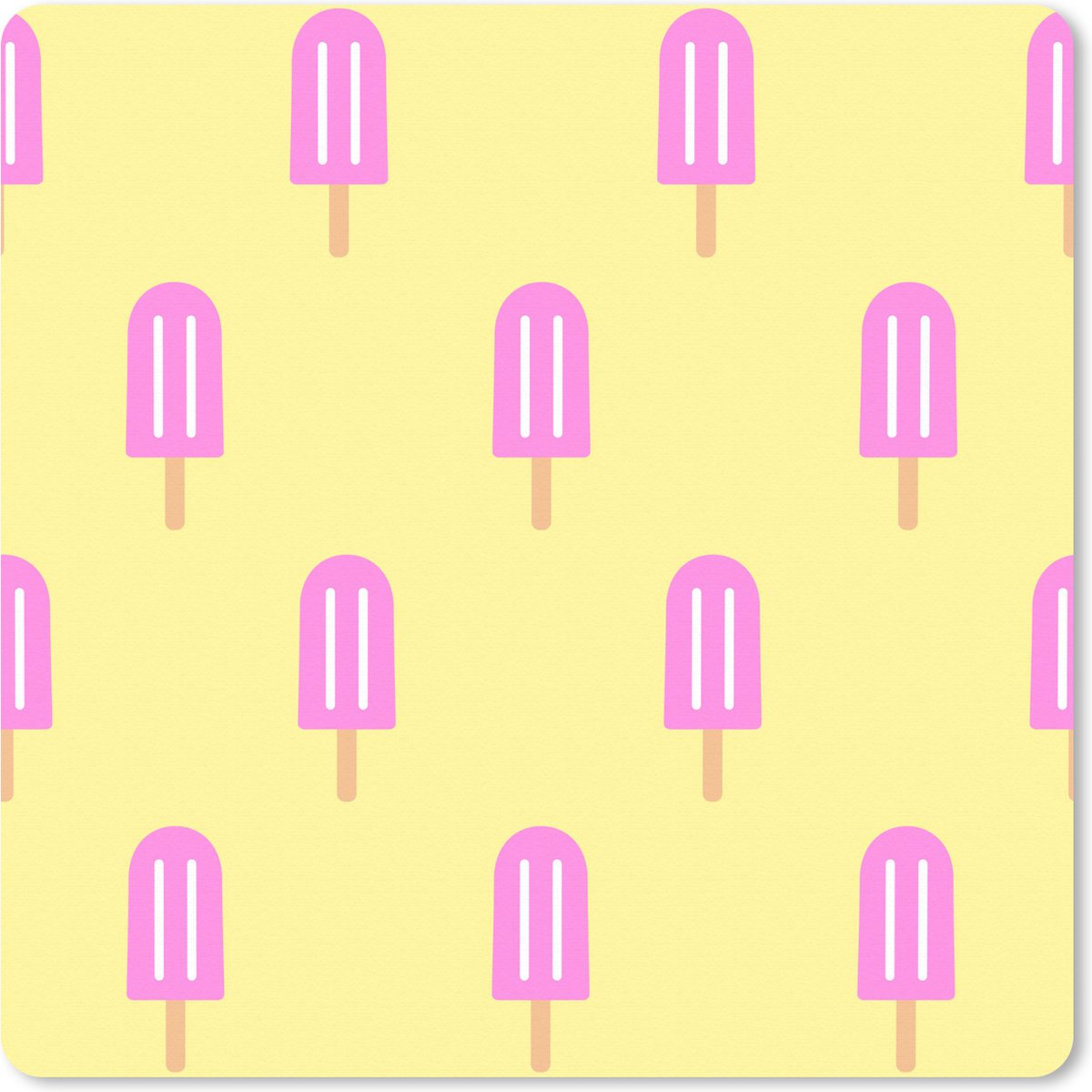 Muismat XXL 50x50 cm - Bureau onderlegger - Bureau mat IJs - Patroon - Geel - Roze - Bureaumat - Gaming mousepad xl - Bureaulegger groot - Computer deskmat