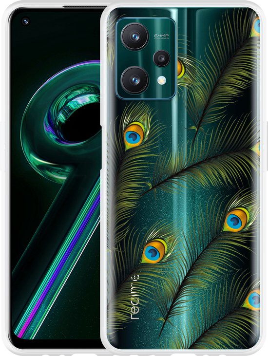 Realme 9 Pro Hoesje Peacock Feathers Designed By Cazy Bol 