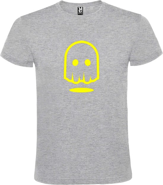 Grijs T-shirt ‘Spookje’ Geel maat 4XL