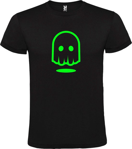 Zwart T-shirt ‘Spookje’ Groen maat 4XL