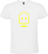 Wit T-shirt ‘Spookje’ Geel maat 4XL